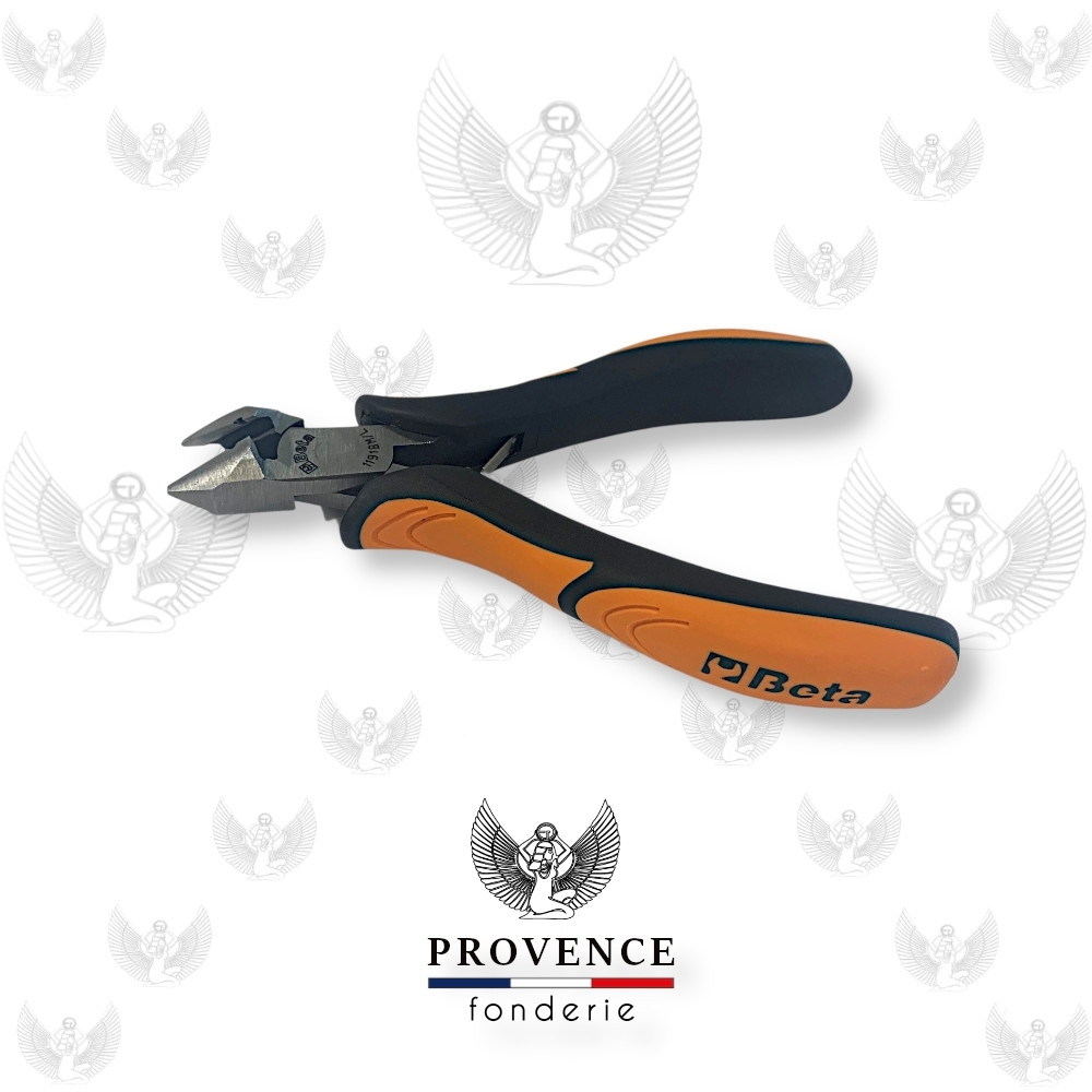 Pince BETA coupante frontale de précision 1191BM/L, tête inclinée à 70°, coupe à ras, longueur 18mm, branches gainées confort bi-matières