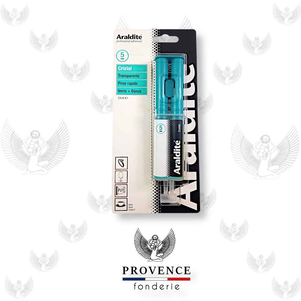 Colle Araldite Cristal transparente en seringue blister de 24ml - Prise 5 min - Verre + Bijoux