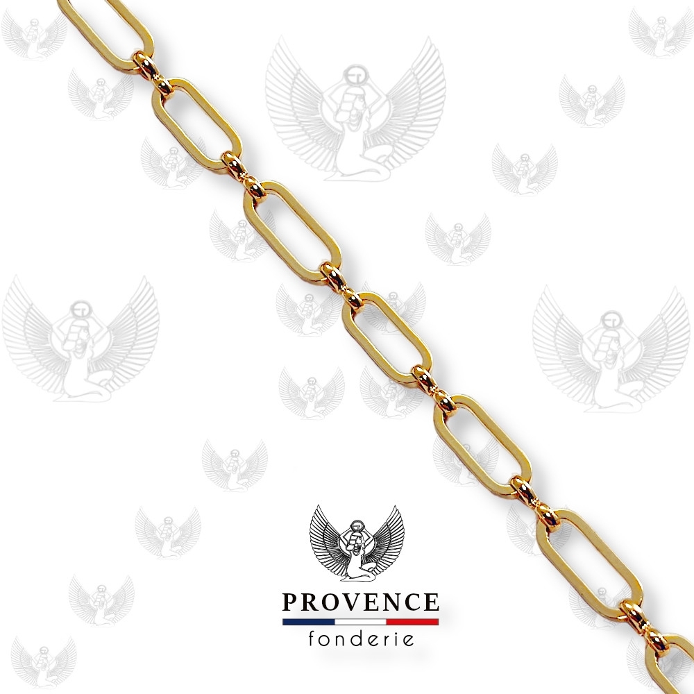 Chaîne forçat ovale plate 12x4.7mm avec maillons de liaison en 8 au mètre