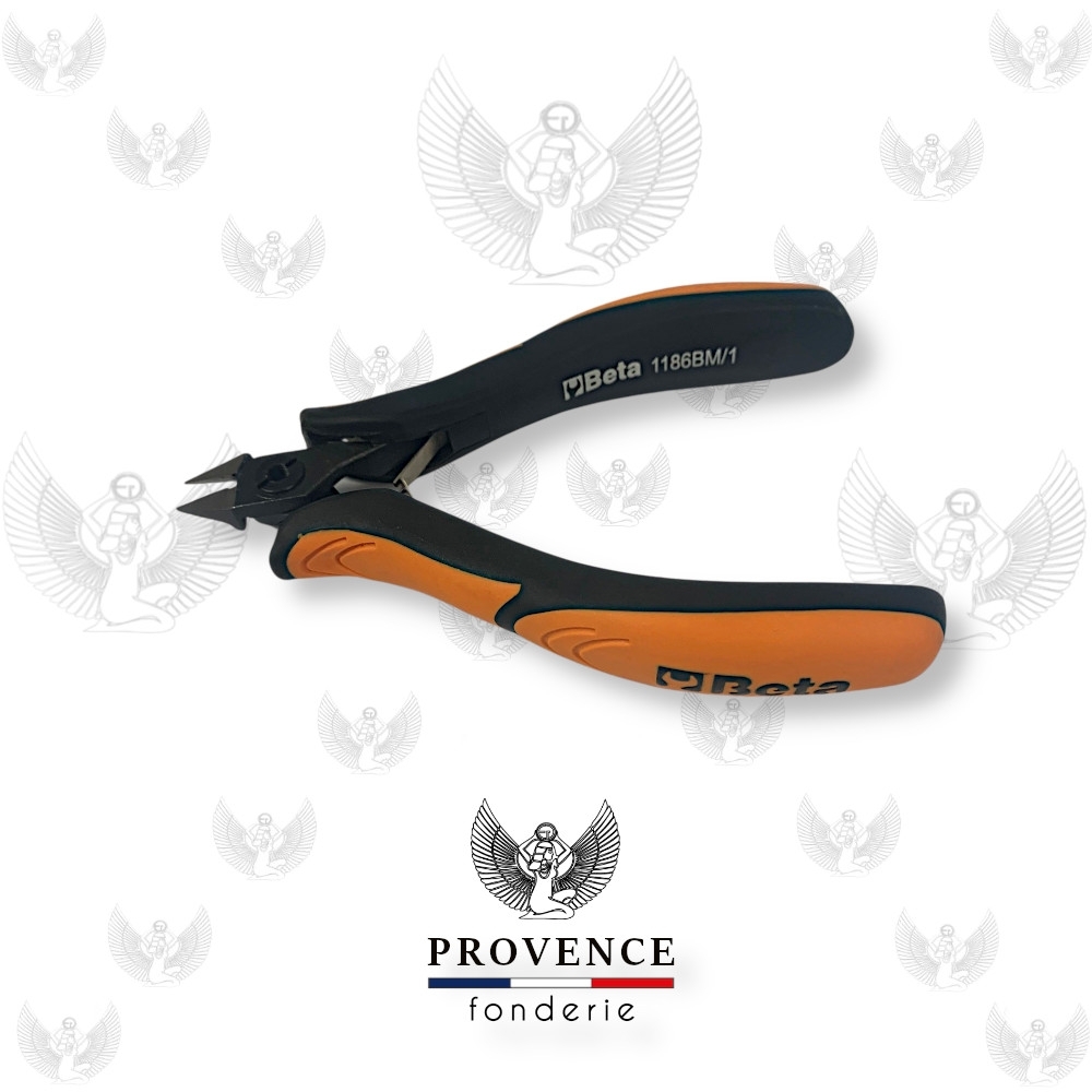Pince BETA coupante diagonale de précision 1186BM/1, à bec effilé, avec dégagement, coupe à ras, longueur 11mm, branches gainées confort bi-matières