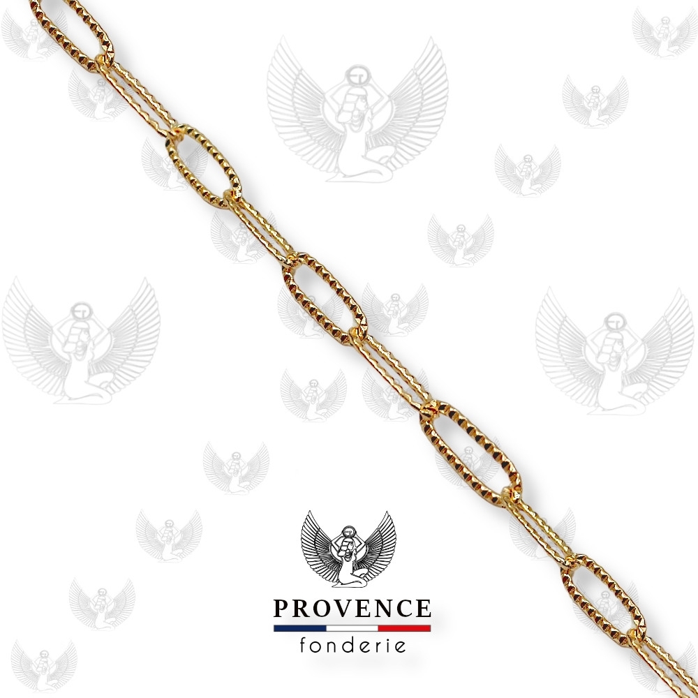 Chaîne forçat ovale plate striée 15x4.8mm au mètre 