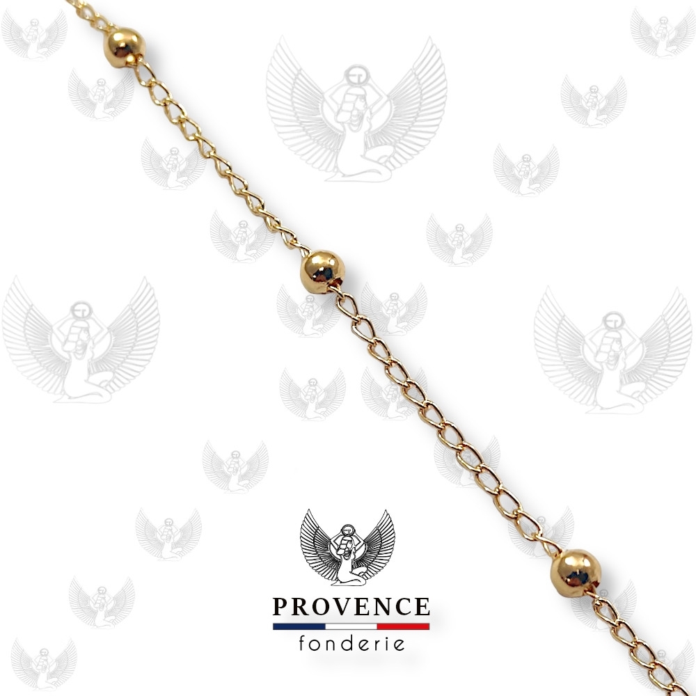 Chaîne gourmette 3.2x1.8mm avec boules Ø4mm au mètre