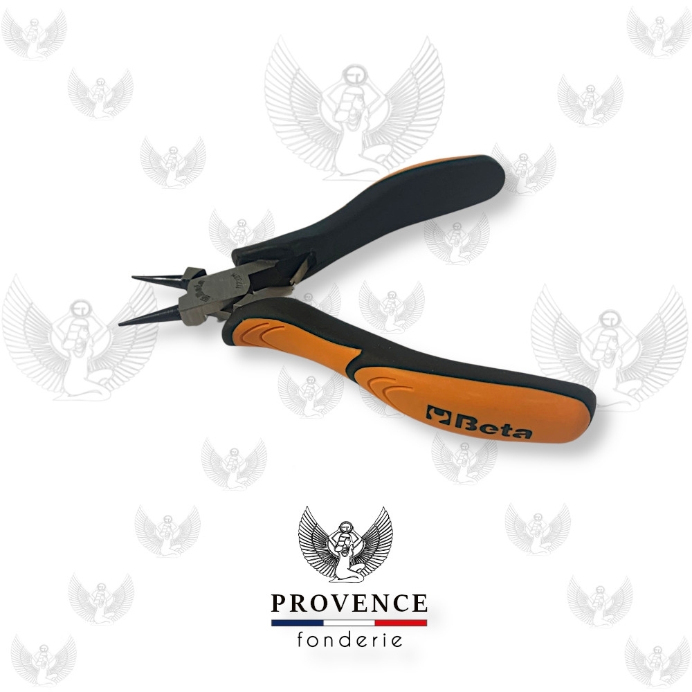 Pince BETA de précision 1173BM, à bec rond, court, longueur 22mm, branches gainées confort bi-matières