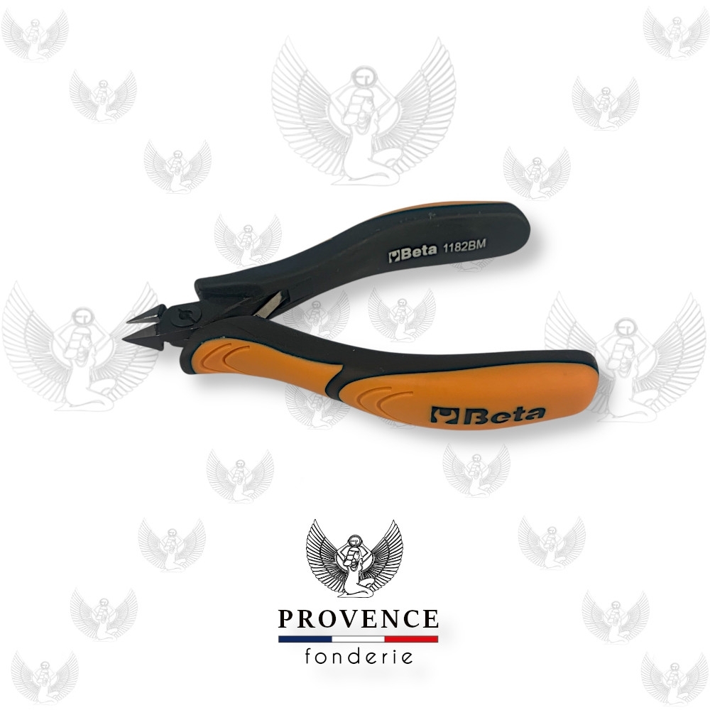 Pince BETA coupante diagonale de précision 1182BM, à bec effilé, coupe semi-rase, longueur 11mm, branches gainées confort bi-matières