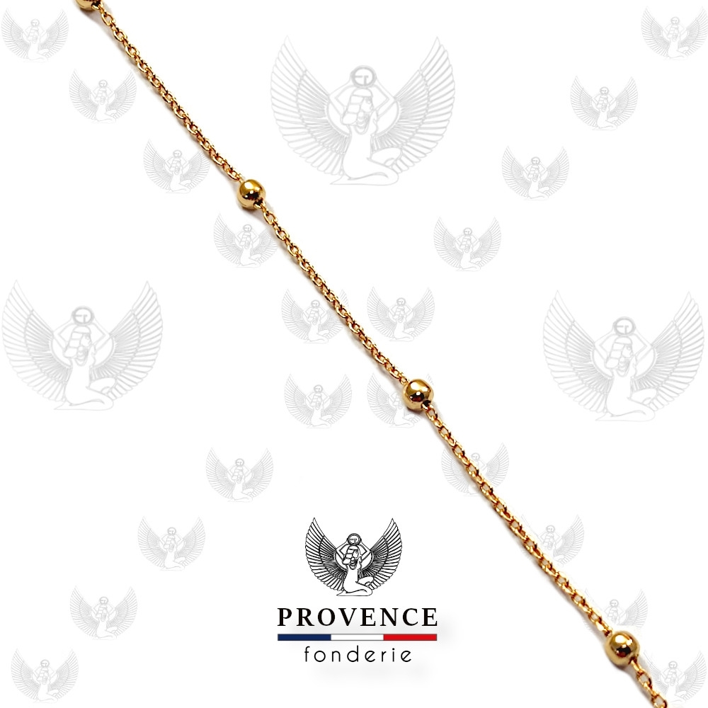 Chaîne forçat ovale laminée 1.6x1.1mm avec boules Ø2.6mm au mètre